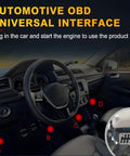 Interior view of a car showing the placement of the Universal OBD2 Code Reader and its interface for easy access.