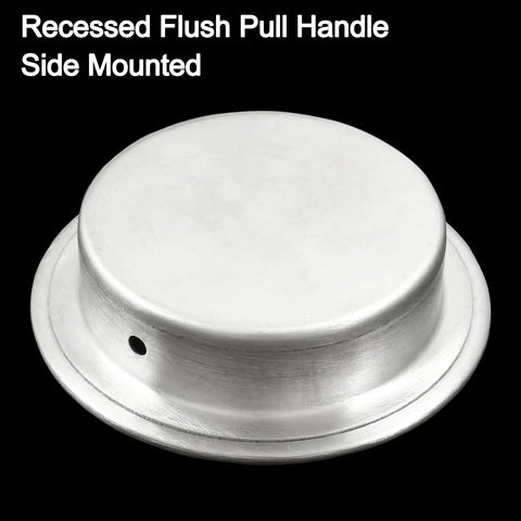 Side view of 2 Pack Round Flush Pull Handles 65mm Outer Diameter 16mm Height, 50mm Hole Spacing Brushed Nickel Stainless Steel