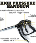 High Pressure Handgun for 25 Gallon Platinum Spot Sprayer, chemical resistant with easy pull trigger and adjustable spray pattern.