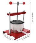 Heavy Duty T Handle Fruit Wine Press With Dual Stainless Steel Barrels, 3L drum, 365 x 260 x 210 mm, manual grape press.