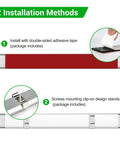 12V LED Interior Light Bar for Trailers and RVs installation methods with adhesive tape and screws.