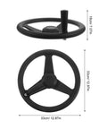 Smooth Tri Spoke Compact Shelving Handwheel In Stylish Black Plastic Crank Handle For Effortless Manual Drive And Easy Archive Rack Storage Access Without Strain, 33cm