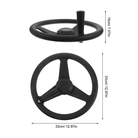 Smooth Tri Spoke Compact Shelving Handwheel In Stylish Black Plastic Crank Handle For Effortless Manual Drive And Easy Archive Rack Storage Access Without Strain, 33cm