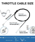 75 Inch Heavy Duty Universal Throttle Cable Kit For Predator 212cc 196cc GX160 GX200 VM22 VM24 Engines detailed dimensions