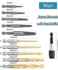 11 Piece Stripped Screw Extractor Set With Left Hand Drill Bits And Bolt Extractors For Removing Damaged Screws Bolts And Studs Quick Change Adapter Included Hex Shank Beast DIY Ready, showing various sizes and specifications of bits and extractors