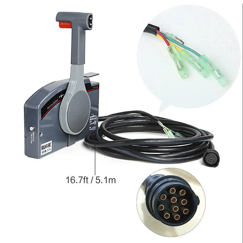 Side Mount Outboard Remote Control Box For Yamaha Boats Easy Push Open Throttle And Forward Reverse Shifting With 10 Pin Cable And 16.7 Ft Harness Replacement OEM 703 48205