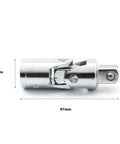 Heavy Duty Universal Joint Set With Flexible Ratchet Extension Bars In Quarter Inch Three Eighth And Half Inch Drive Chrome Vanadium Steel, 57mm length.