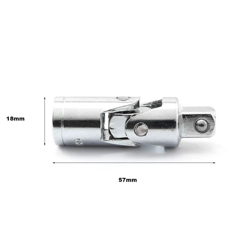 Heavy Duty Universal Joint Set With Flexible Ratchet Extension Bars In Quarter Inch Three Eighth And Half Inch Drive Chrome Vanadium Steel, 57mm length.