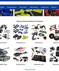 Selection of RC model products including cars, electronics, tires, and maintenance tools on Integy website
