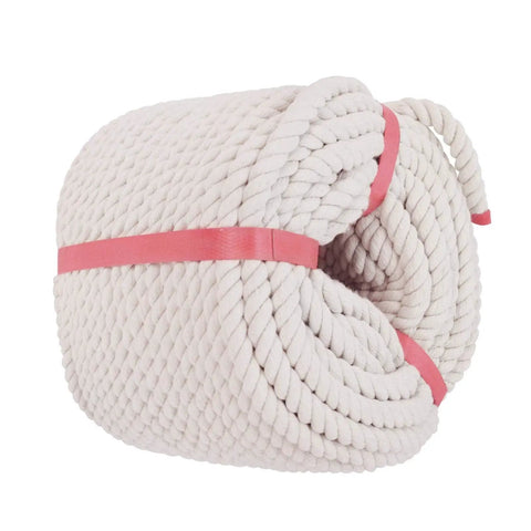 100 Percent Cotton Craft Rope Half Inch By 50 Feet Natural Beige with red bands for DIY crafts and decor