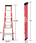 Heavy Duty Fiberglass Step Ladder Built Like A Tank With An Insanely Solid 500 Pound Weight Rating Non Conductive Design For Electricians And Weekend Warriors Doing Real Work, showing dimensions.