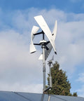 800W Vertical Axis Wind Turbine Kit With MPPT Controller For 12V 24V 48V Systems installed on rooftop, sky background