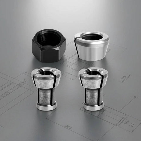 Collet Nut And Collet Chuck Set M17 Tool Holding Clamp For Precise Routing And Cutting Beefy Heavy Duty Ultra Consistent Hold For Shop Use And Fabrication Floors, M17 steel set