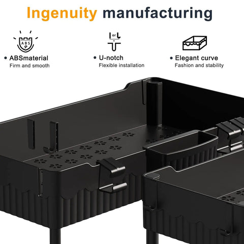 Total Game Changer Two Pack Under Sink Cabinet Organizer Rack With Sturdy Hooks and Hanging Cup for flexible installation and stability.