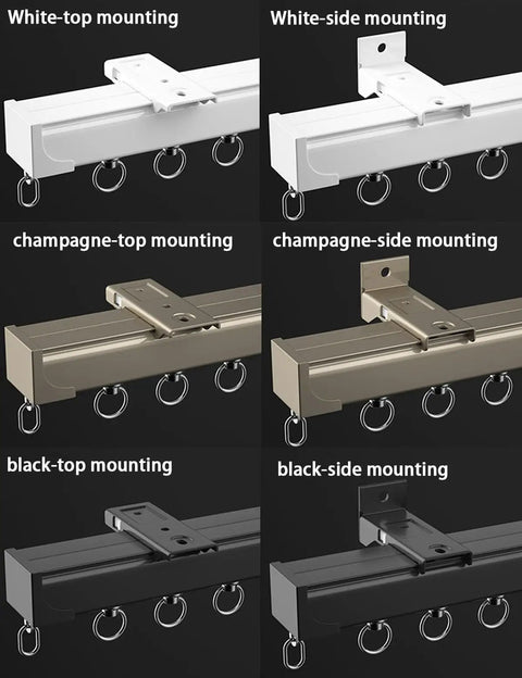 Solid As A Rock Aluminum Sliding Barn Door Rail Kit One Lane Track in white, champagne, and black finishes for wall or ceiling mount.