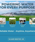 Deep Well Submersible Pump With Half HP 230 Volt 60 Hz 25 GPM Capacity, 150 Foot Head, Stainless Steel Construction, 4 Inch Intake, Quiet Operation, Rugged Workhorse For Rural Homes And Farms; images of agricultural and water supply applications