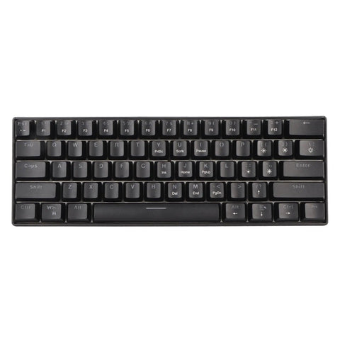 Badass Portable 61 Key Mechanical Gaming Keyboard With Vivid Led Backlight Ultra Compact 60 Layout Usb C Cord Responsive Switches top view with dark keys.
