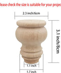 3 Inch Tall Solid Wood Bun Feet Furniture Legs Set Of 4 Unfinished, dimensions displayed on one leg, 3.1 inches tall, turned style