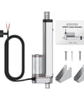 12V Beefed Up Heavy Duty Linear Actuator 225 Lbs 1000 N 6 Inch Silent IP65 With Brackets and accessories displayed