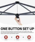 Boss Level 8X8 Pop Up Canopy Tent With Two Full Sidewalls For All Weather Shade Rock Solid Khaki Frame showing one-button setup mechanism.