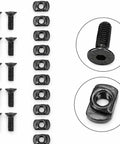 Mlok Rail T Nut Replacement Screws 10 Pack Kit With Self Locking Thread Pads For Tactical Rifle Accessories shown with bolts and nuts.