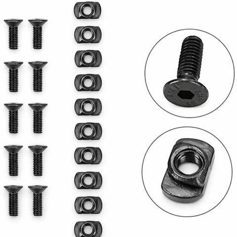 Mlok Rail T Nut Replacement Screws 10 Pack Kit With Self Locking Thread Pads For Tactical Rifle Accessories shown with bolts and nuts.