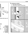 Diagram showing installation steps for Full Overlay Frameless Soft Close Cabinet Hinges For Kitchen Doors 110 Degree Clip On Concealed European Hinges