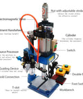 Smooth Operator Pneumatic Punch Press With Adjustable Cylinder Stroke For Kickin Sheet Metal Holes 660 Lb Pressure, components overview.