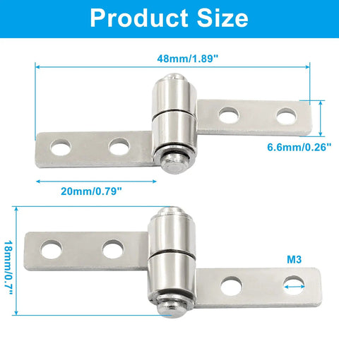 Premium Large 360 Degree Rotation Torque Hinge Set Smooth Zero Friction Swing Heavy Duty Left Right Pair Quick Install dimensions 48x18mm and 20mm size.