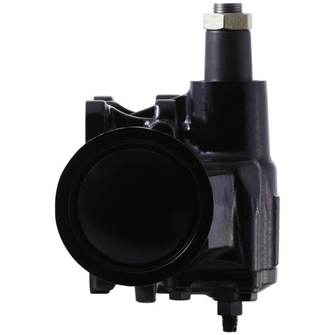 Heavy Duty Power Steering Gear For 1999 To 2007 Chevrolet And GMC 4WD 6.0 Liter, black metal construction, front view.