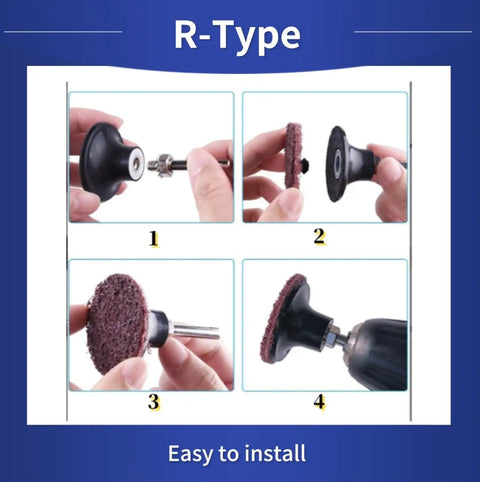 25 Pcs Heavy Duty 2 Inch Coarse Abrasive Non Woven Nylon Quick Change Surface Conditioning Discs installation steps