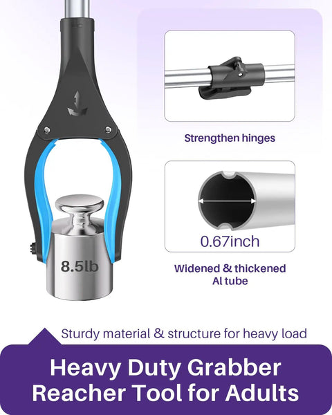 40 Inch Reacher Grabber Tool Set, 2 Pack, Heavy Duty Pickup Aid With Foldable Design, Anti Slip 360 Degree Rotating Jaw, 4 Inch Wide Claw With Magnet, Great For Seniors, Home And Garden Cleanup