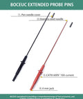 Long Reach Multimeter Probes With Sharp Insulated Tips, 155mm Stainless Steel Pins for 4 Mm Test Leads displayed on white background