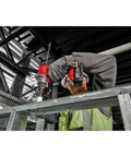 Rugged 18V Brushless Cordless Drill Driver with 1/2 Inch Metal Chuck Featuring Auto Stop being used on metal frame