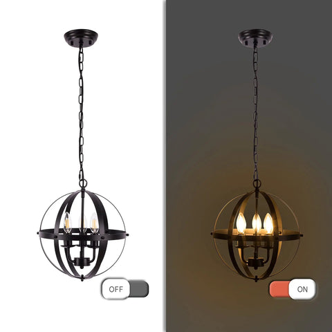 Vintage Pendant Light With Farmhouse Rustic Style Vibe, 3 Light Adjustable Hanging Fixture, showcasing on and off lighting.