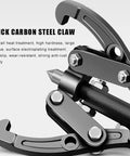 Close-up of thick carbon steel claw from Grease Monkey Approved Hydraulic Gear Puller, showcasing its sturdy design and components.