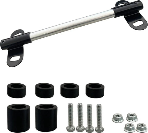 Heavy Duty Wheelbarrow Axle Bracket Kit With Five Eighth Inch Hole Includes Ten Inch Solid Axle Shaft Two Brackets POM Spacers Bolts And Nuts