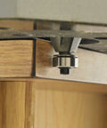 22 Degree Bevel Laminate Trim Router Bit With Shielded Ball Bearing, Carbide Cutter, installed on wood for smooth bevels