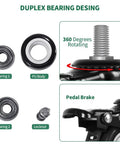 Components of All Purpose 2 Inch Rubber Caster Wheels Set Of Four With Locking Brakes And Threaded Stem featuring bearings and pedal brake.