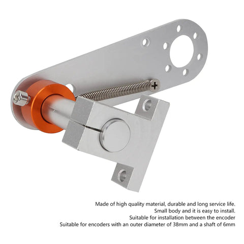 Sturdy Encoder Mounting Bracket For 38mm Sensor Dia With 6mm Shaft Alloy Support Clamp For Precision Industrial Gear And Machinery Setup close-up view showcasing silver aluminium alloy and orange clamp design.