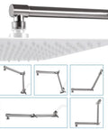 Adjustable 13 Inch Shower Head Extension Arm With Heavy Duty Solid Brass Build And Brushed Nickel Finish For Height And Angle Control Rainfall Upgrade All Metal Construction Easy Install No Fuss in various positions