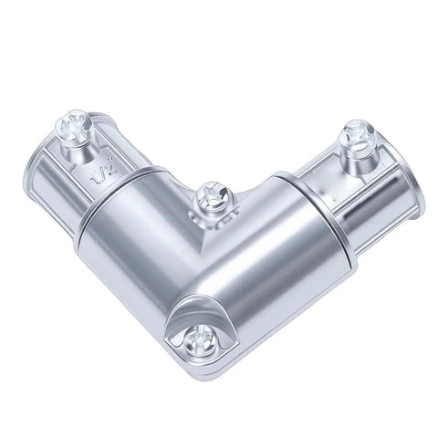 1/2 Inch 90 Degree Inside Corner Conduit Fitting Zinc Alloy Electrical Pull Elbow showing durable design for tight cable routing.