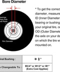 Diagram of bore diameter and bearings for Beefed Up Knobby Flat Free Wheelbarrow Wheels 4.80/4.00-8 Universal 15 Inch