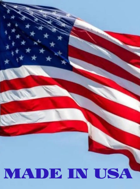 American flag with text 'Made in USA', related to Pro Grade Splicing Block Kit In Hard Gold Anodized Aluminum Made In USA For One Quarter Inch Open Reel Tape And 8 Track Cartridge With 82 Ft Splicing Tape And GEM Stainless Media Blade