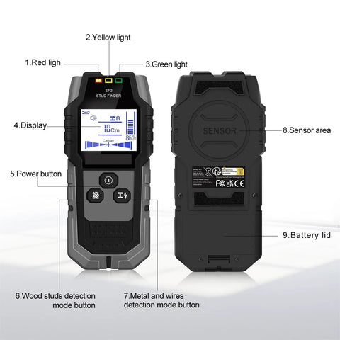 High Precision Wall Scanner Plus Metal Detector with display, buttons, and sensor area for accurate wall detection.