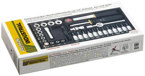 36 Piece Socket Set with Quarter Inch Square Drive Includes 13mm Sockets Slotted Phillips Torx and Allen Bits set in a case