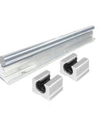Pro 10mm Linear Rail Kit With Two Rails And Four SBR10UU Bearing Blocks For CNC Shaft Motion Systems In 200 300 And 450mm Length Options For Smooth Precise Movement, aluminum rail and two blocks