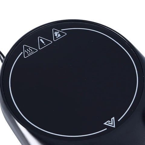 Fast Heating Electric Mug Warmer Featuring Four Adjustable Heat Settings And Smart Auto Shutoff control panel with indicators.