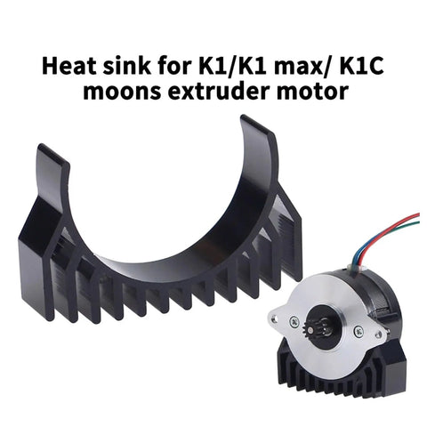 Top Tier Aluminum Stepper Motor Heat Sink Crafted To Keep Your 3D Printer Chill And Run Like Clockwork While Handling Rapid Heat Dissipation For NEMA14 And K1Max Compatible Rigs, displayed next to a motor.