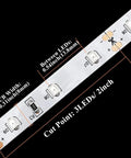 Close-up of Infrared LED Light Strip 850nm 16.4ft DC12V Flexible 300 LEDs Cuttable showing LED spacing and cut points.